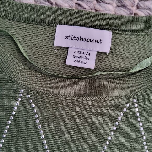 stitchcount Rhinestone Chevron Knit Sweater Size M - Picture 8 of 10